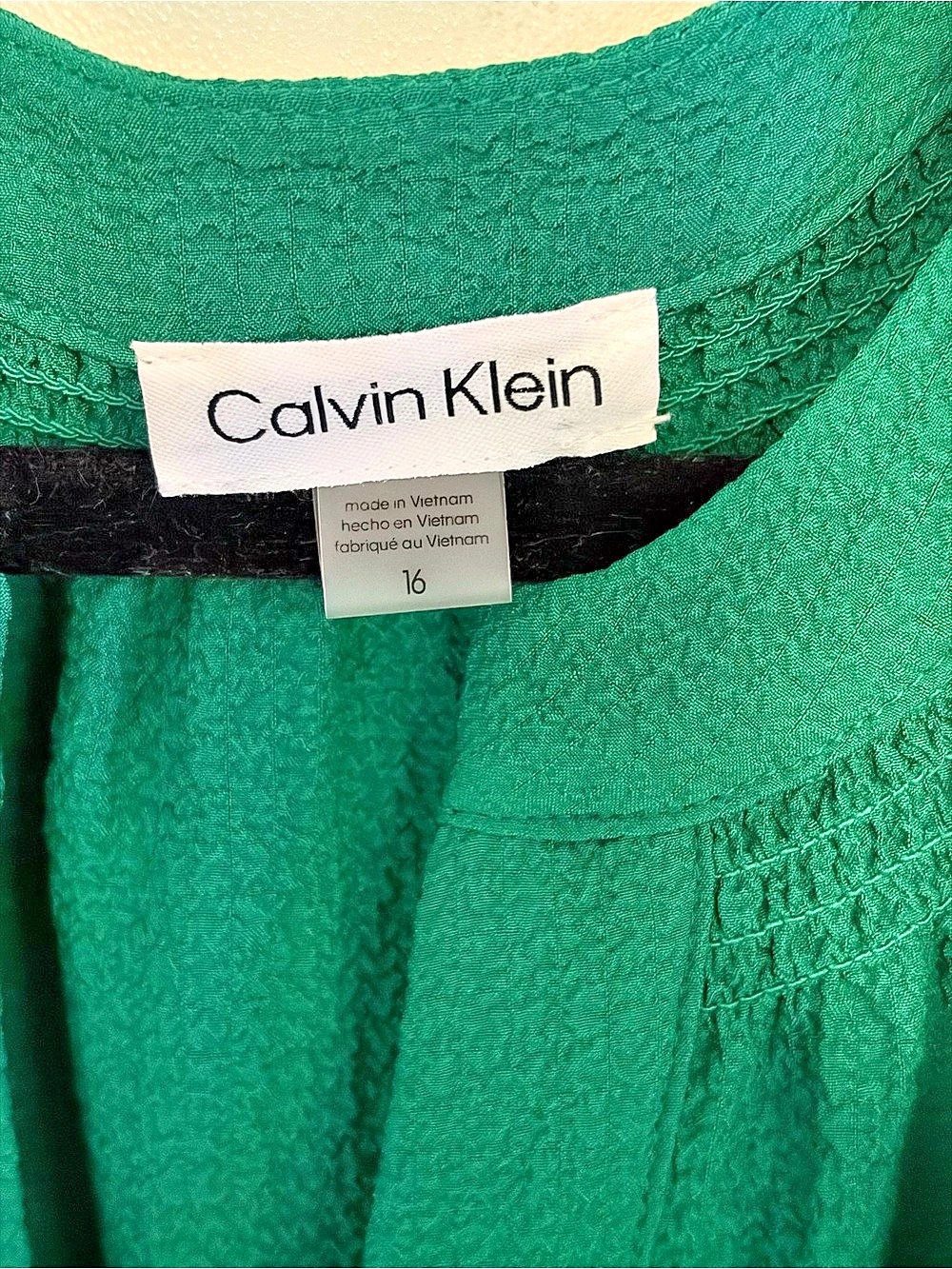 Calvin Klein Textured Tiered Midi Dress Green Size 16 - Picture 4 of 5